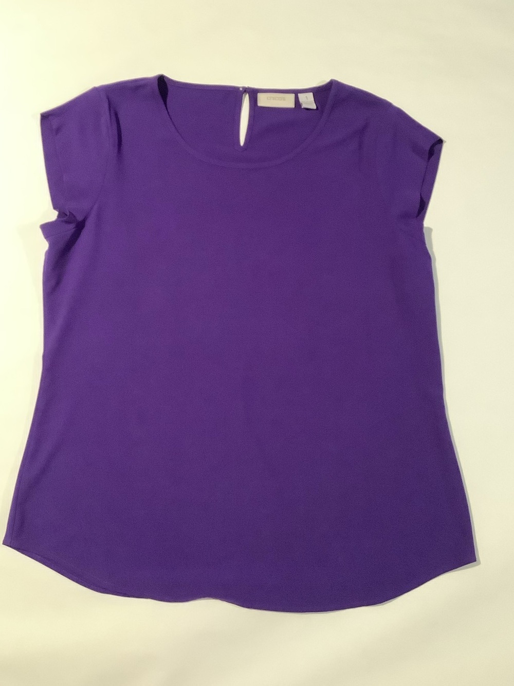 Chico's Violet Cap-Sleeve Crewneck Top